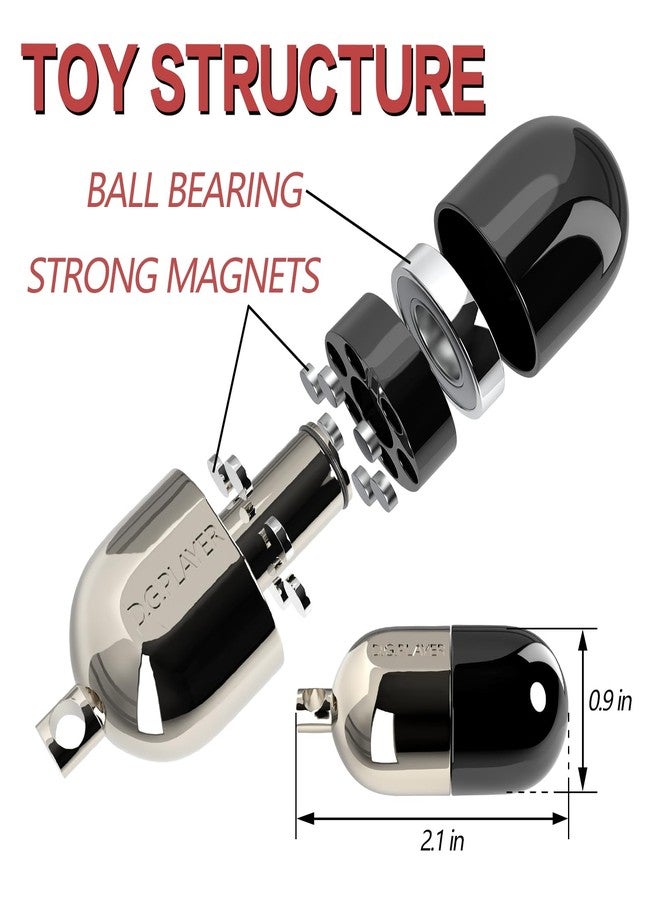 D.G.PLAYER D.G. PLAYER Fidget Toys Adults: Premium Capsules Metal Magnetic Fidget Slider Cliker- Spin, Push, Wear as Pendant - Ultimate Stress Relief & Focus Enhancer for Busy Hands(Black Grey) - Image 2